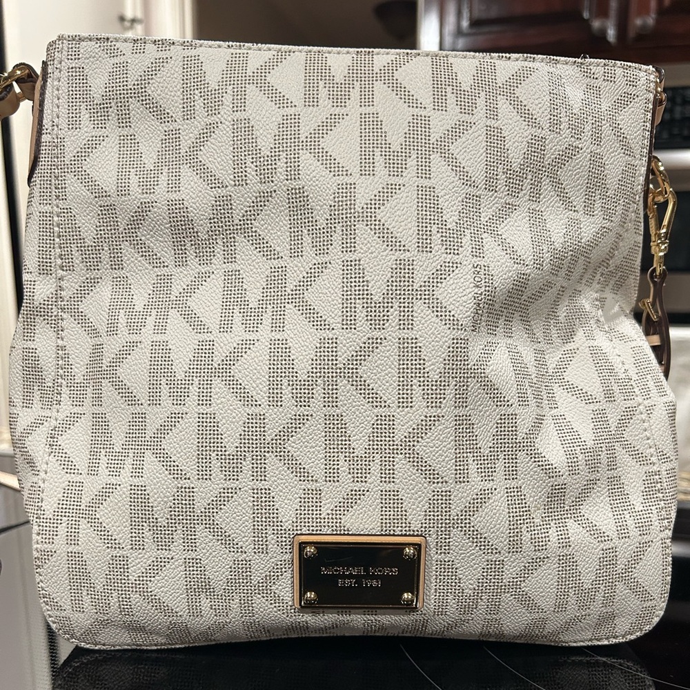 Michael Kors White Monogram Shoulder Bag